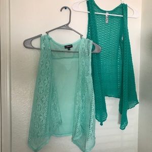 2 CUTE TURQUOISE CARDIGANS